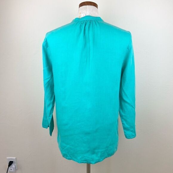 Eileen Fisher Linen Quarter-Button Top - Picture 6 of 7